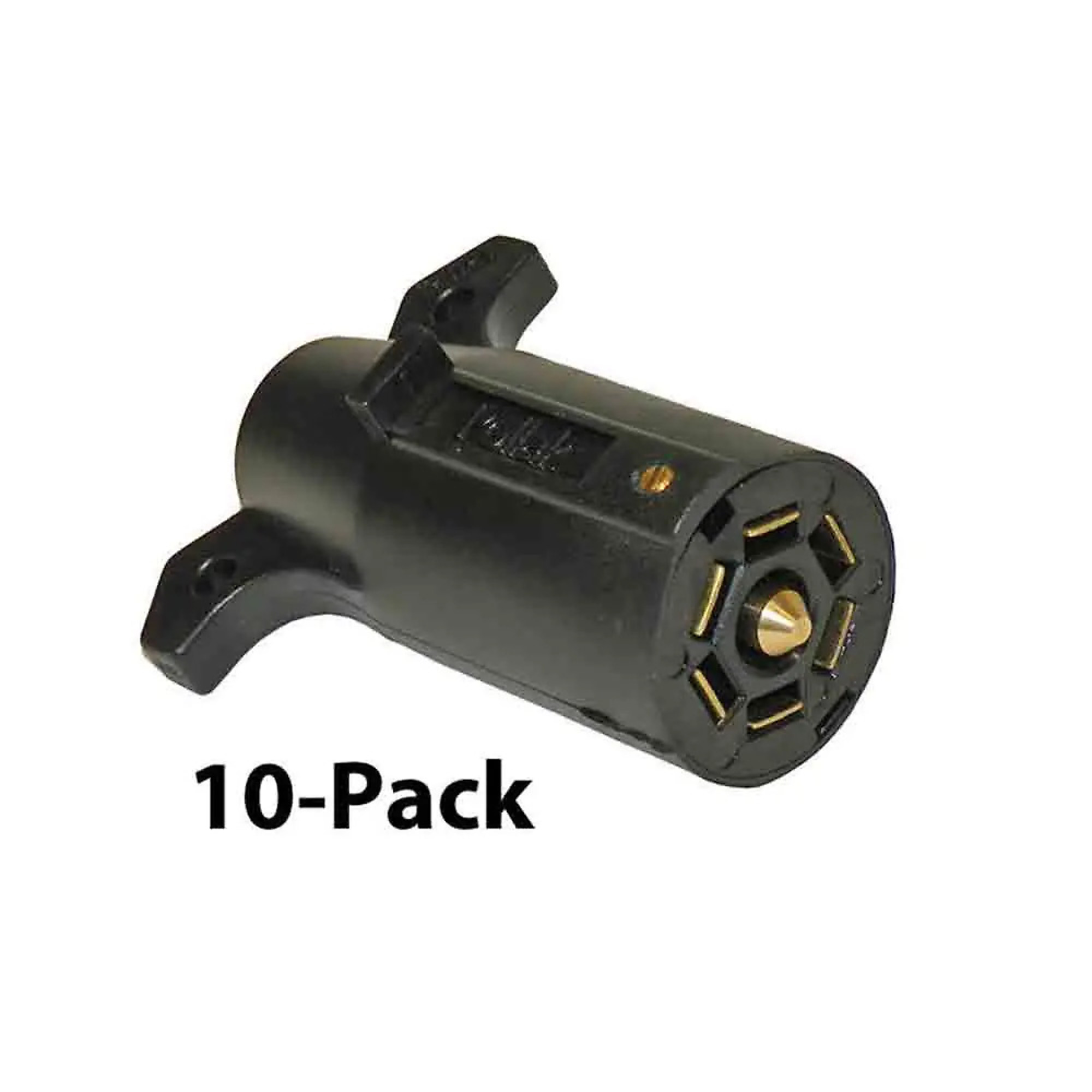Pollack 7-Way Plastic Plug — 10-Pack, Nylon Housing, RV-Style Flat Pins, Model# 12-706-B